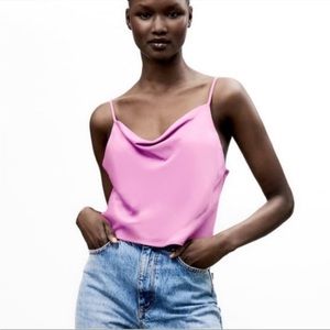 Zara Satin Cowl Neck top size L